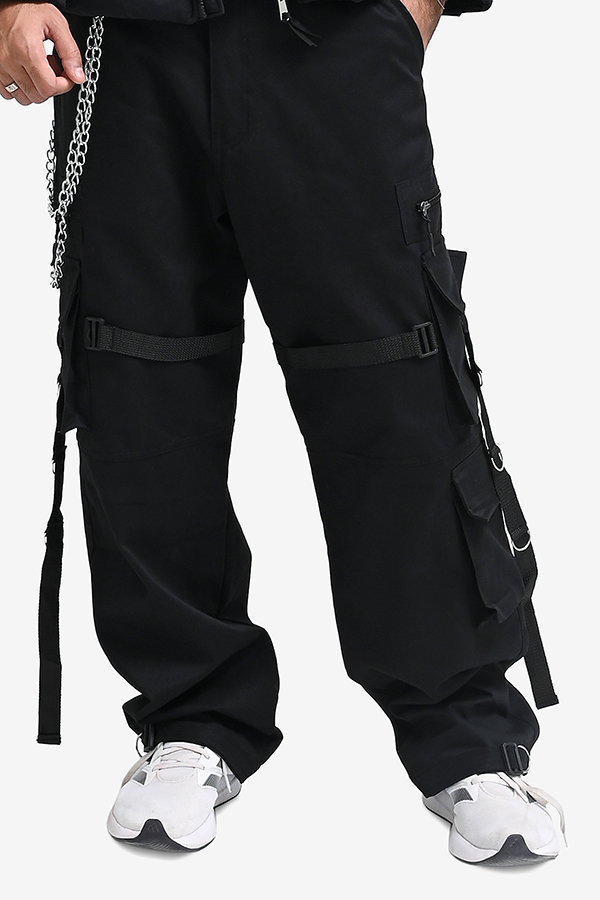 Winteez Black Multi-Pocket with Double Chain Cargo Pant - Image 2
