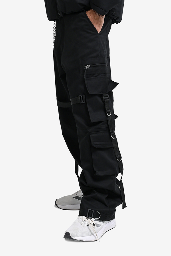 Winteez Black Multi-Pocket with Double Chain Cargo Pant - Image 3