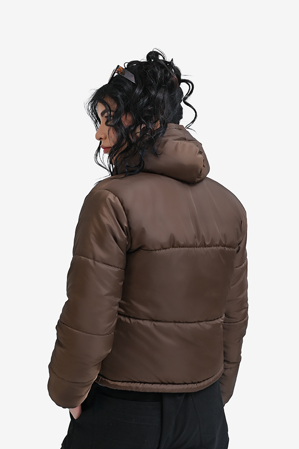 Winteez Women's Sherpa Lined Hooded Cropped Puffer Jacket - Image 5