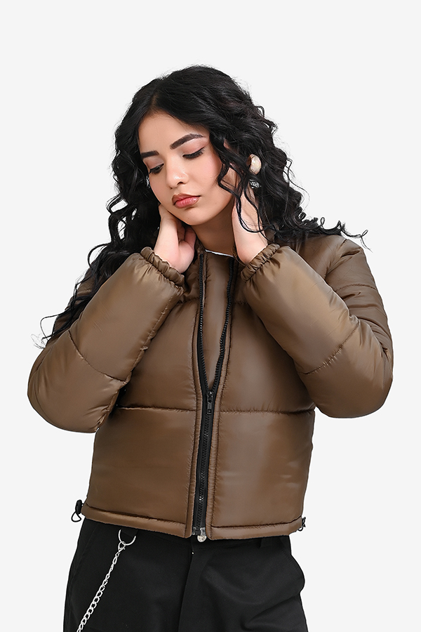 Winteez Women's Cropped Hooded Puffer Jacket - Image 2