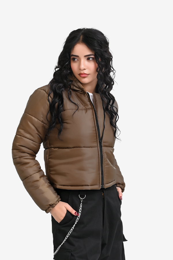 Winteez Women's Cropped Hooded Puffer Jacket - Image 3