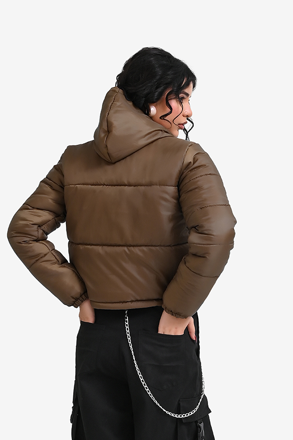 Winteez Women's Cropped Hooded Puffer Jacket - Image 4