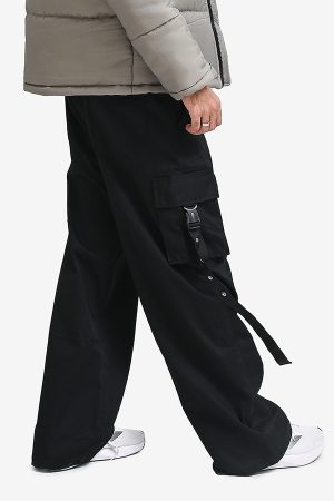 Winteez Neon Techwear Multi-Pocket Cargo Pants Black