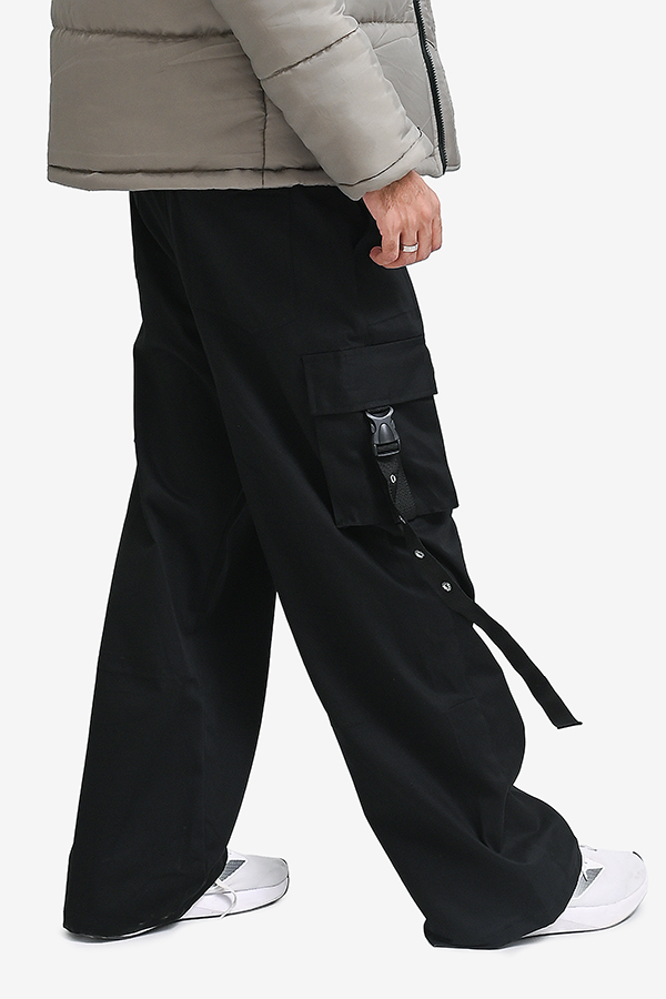 Winteez Neon Techwear Multi-Pocket Cargo Pants Black