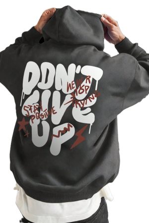 Winteez "Don't Give Up" Oversized Graphic Hoodie