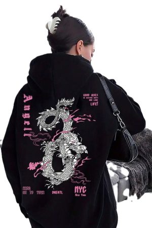 Winteez Dragon Graphic Oversized Hoodie