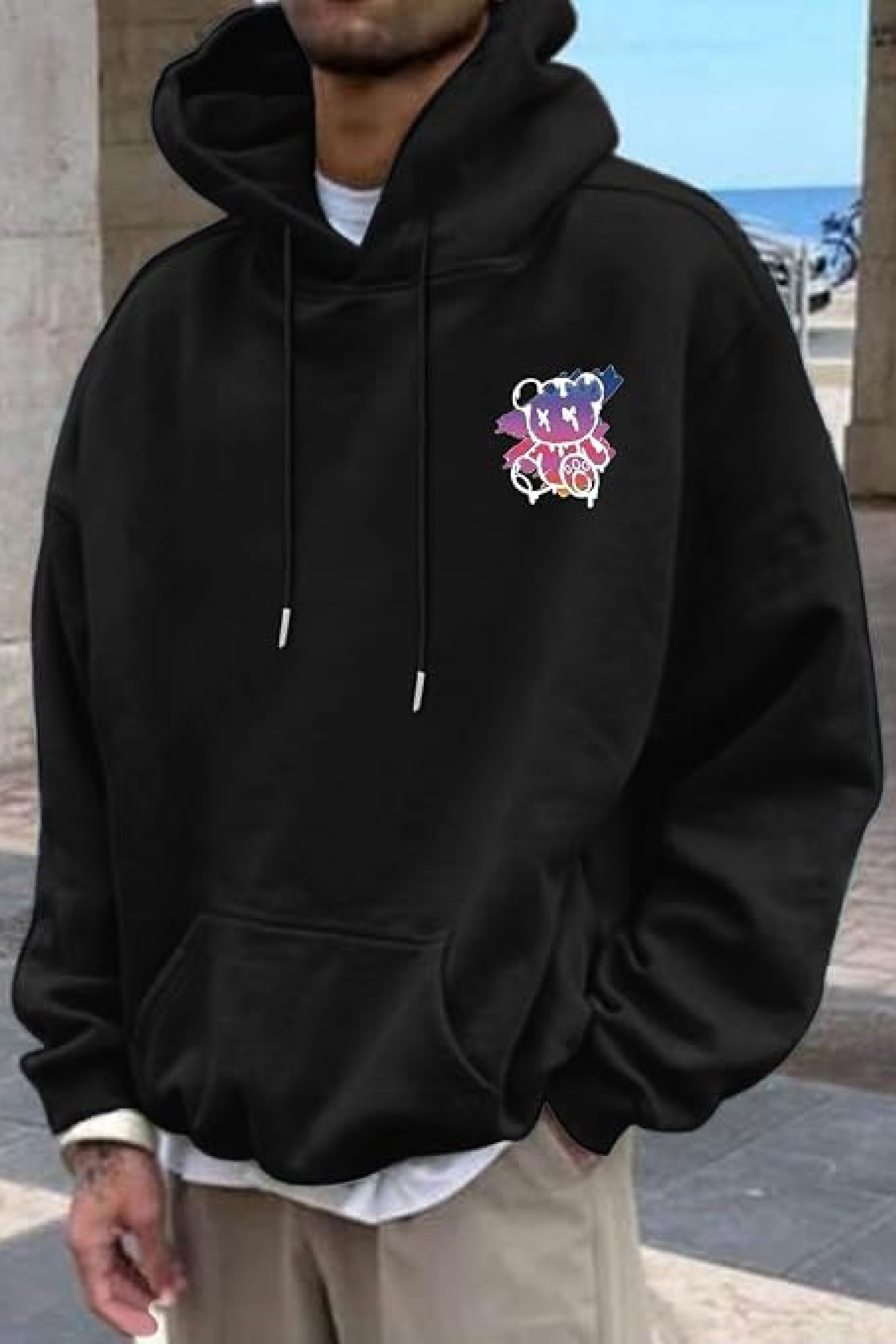 Winteez New York Sunset Bear Oversized Hoodie - Image 2