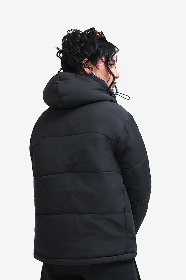 Winteez Women's Black Hooded Puffer Jacket - Image 3