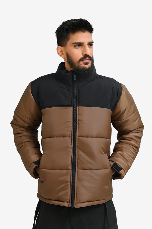 Winteez Premium Black & Brown Puffer Jacket